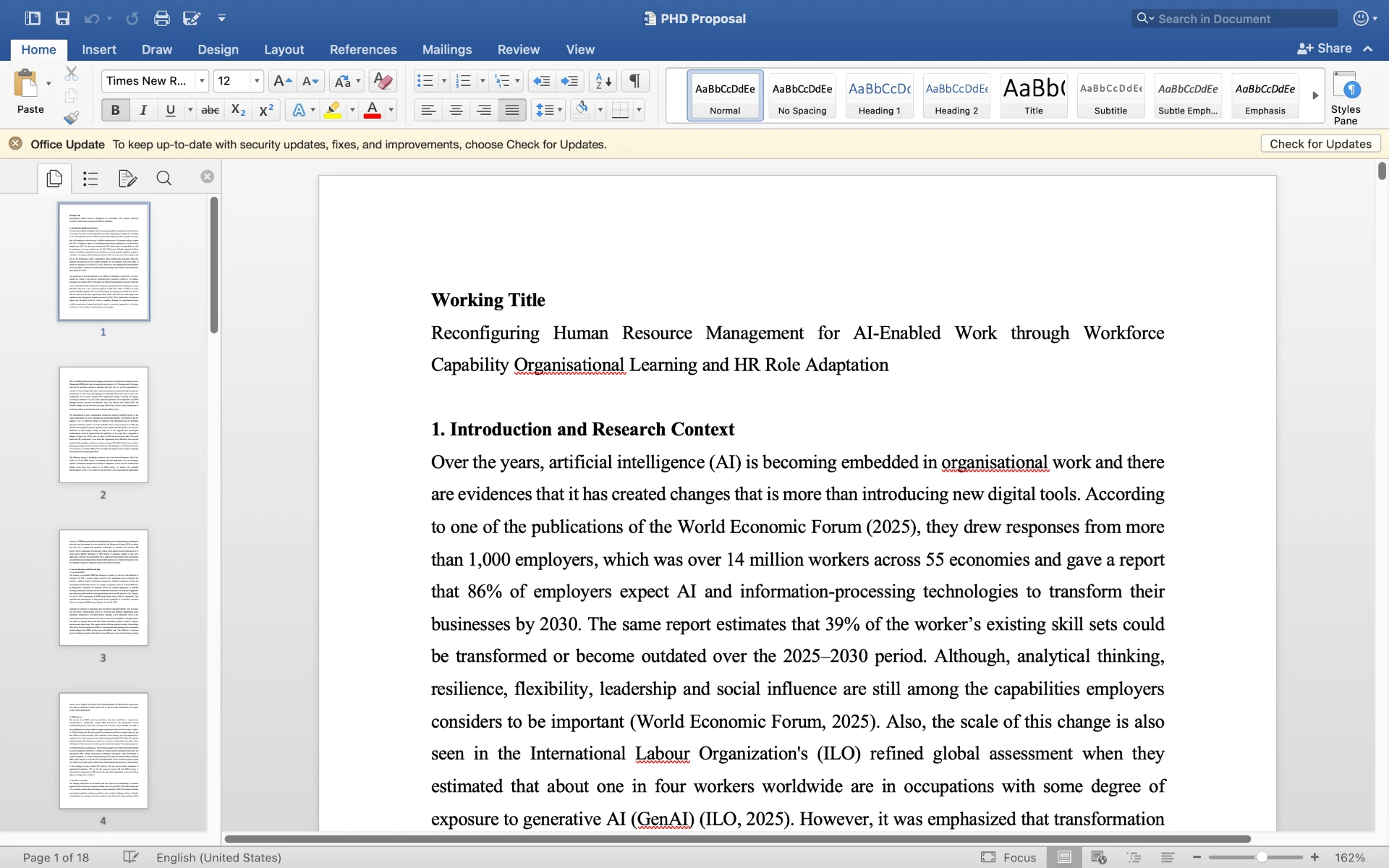 Working title and introduction for Reconfiguring Human Resource Management for AI-Enabled Work through Workforce Capability, Organisational Learning and HR Role Adaptation